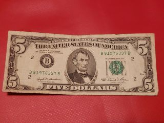Vintage 1981 $5 Five Dollar Bill Federal Reserve Note Old Currency Circulated