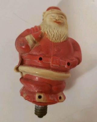 Vintage Celluloid/plastic Figural Santa Christmas Light Bulb.  C - 6.