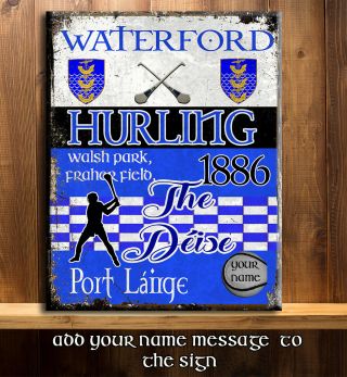 Personalised Waterford Gaa Hurling Gaelic Sport Vintage Metal Sign