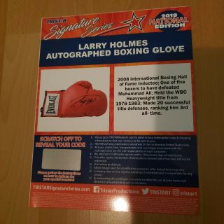 Larry Holmes Autographed Boxing Glove Hall Of Fame Hw Champ Tristar Authentic