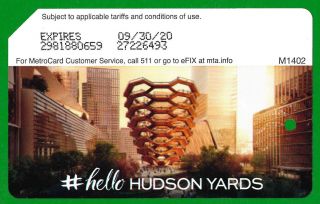 Metrocard - Nyc Mta Subway Bus Card Hello Hudson Yards Rare (expired)