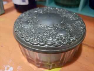 Vintage Glass And Silverplated Powder Box