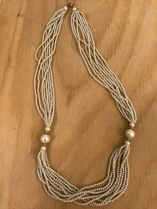 A Vintage Napier Gold Tone And Pearl Multi Strand Necklace