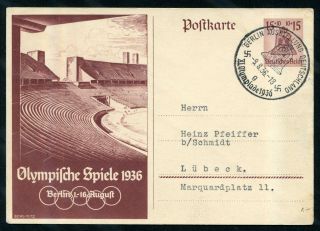 Postcard Berlin,  1936 Olympic Games,  Stadium,  Postal Stationery 15,  10