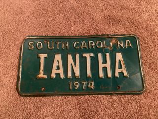 South Carolina Sc License Plate Tag 1974 Vanity Iantha