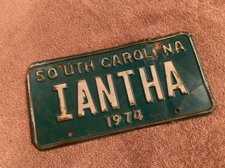 South Carolina SC LICENSE PLATE TAG 1974 VANITY IANTHA 2
