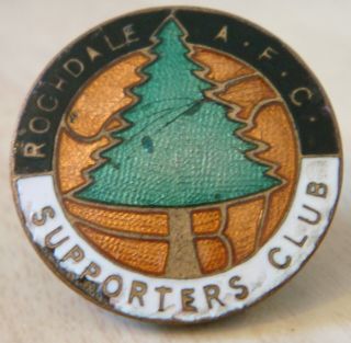 Rochdale Afc Vintage Supporters Club Badge Brooch Pin In Gilt 26mm Dia