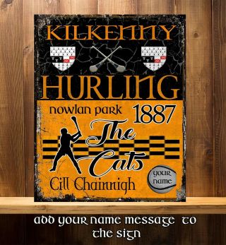 Personalised Kilkenny Gaa Hurling Gaelic Sport Vintage Metal Sign