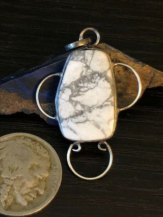 Vintage Native American White Buffalo Turquoise Sterling Silver Bird Pendant 6 G