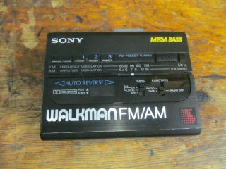 Sony Walkman Wm - Af64 Fm/am Not Parts Repair 80s Vintage W Headphones