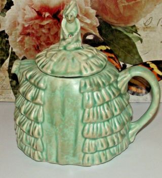 Vintage Sadler Pale Green Ye Daintee Ladyee Teapot Painted Features