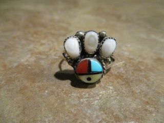 Splendid Vintage E.  A.  Zunie Zuni Sterling Silver Mother Of Pearl Ring Size 7.  5