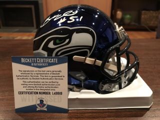 Bruce Irvin Autographed Riddell Seattle Seahawks Chrome Helmet Witness Beckett