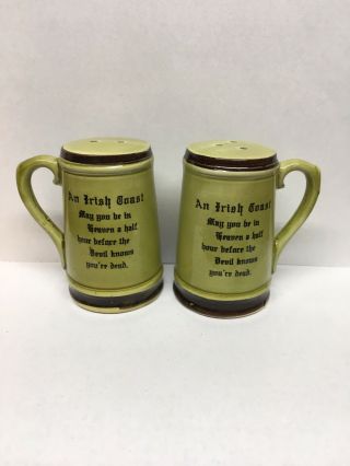 Vintage Beer Mug Salt And Pepper Shakers,  Irish Prayer Toast,  Japan
