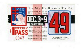 Milwaukee Railway Transit Ticket Pass December 3 - 9 1939 Christmas Seals
