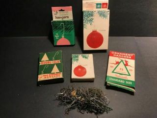Vintage Set Of 5 Doubl Glo Christmas Ornament Hangers Hooks And Box