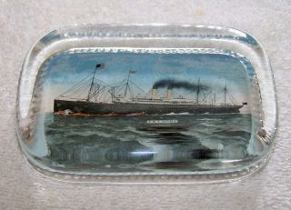 White Star Lines Rms Adriatic Cruise Ship Ocean Liner Souvenir Glass Paperweight