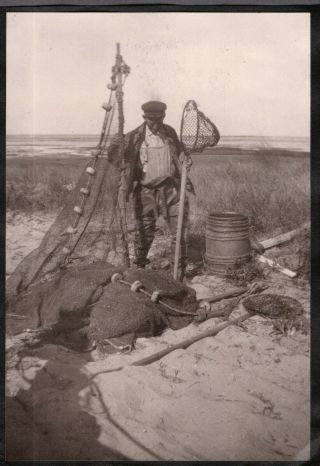 Vintage 1926 Fishing Net Eastham Cape Cod Provincetown Massachusetts Old Photo