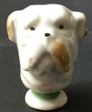 Vintage Porcelain Dog Head Pin Cushion Half Doll Japan
