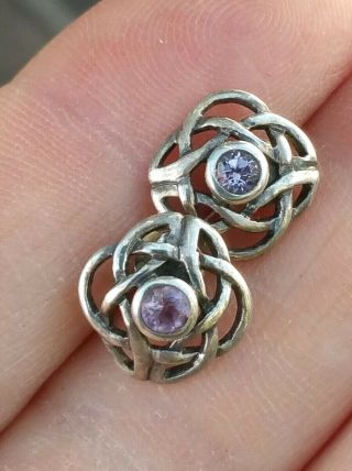 Vintage Sterling Silver & Amethyst Celtic Knot Earrings
