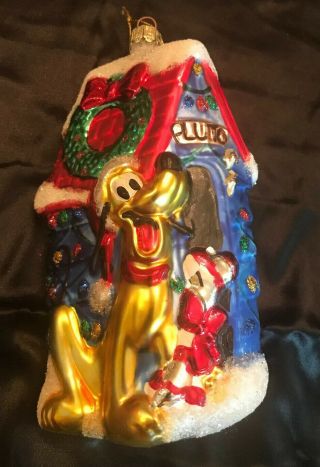 Vintage Disney Pluto Christmas Ornament Blown Glass