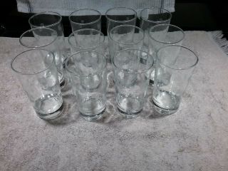 Vintage 8 Oz Clear Glass Water/juice Glasses With Etched Design (set Of 12)