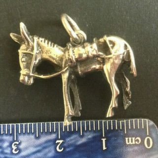 Solid 925 Sterling Silver Vintage Donkey Charm / Pendent 7 Grams