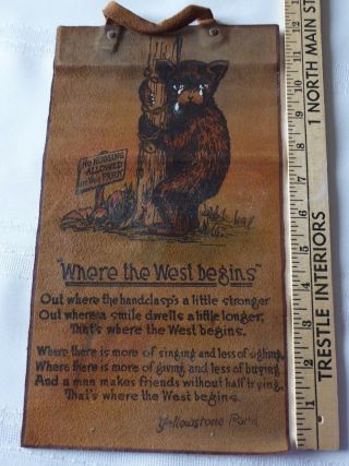 Vintage 1930s Yellowstone Park Souvenir Banner " Where The West Begins "