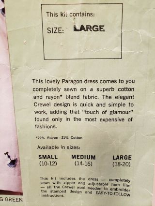 Vintage Paragon Crewel Embroidery Dress Blithe Spirit in Spring Green Lrg (18 - 20) 3