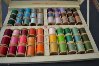 Vintage American Thread Co.  Counter Display Case,  Wooden Spools 2
