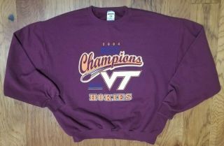 Vtg Jerzees Virginia Tech Hokies 2004 Acc Championship Sweatshirt Men 