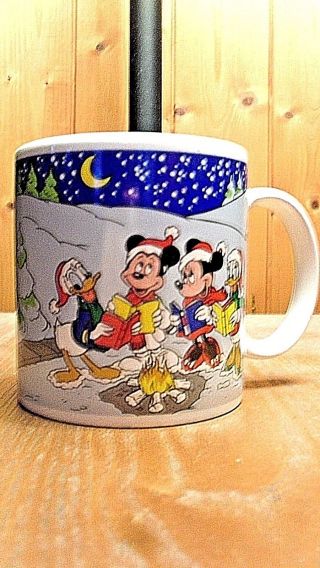 Vintage Disney Applause Coffee Mug Mickey Mouse Donald Daisy Christmas 