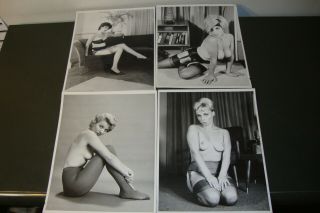 4 Vintage Nude Women Models With Stockings 10 X 8 Black And White 1970s