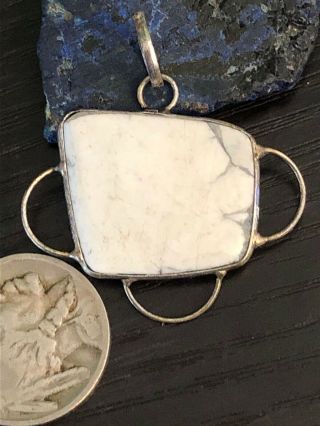 Vintage Native American White Buffalo Turquoise Sterling Silver Pendant 5g