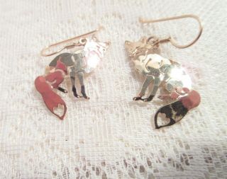 Vintage Wild Bryde Dangling Fox Pierced Earrings