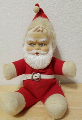 Vintage Rubber Face Plush Santa Claus 12 "
