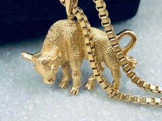 Vtg.  Monet Brushed Gold Tone Taurus ♉️ The Bull Zodiac Necklace