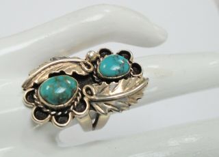 Fine Quality Large Vintage Navajo Sterling Silver & Turquoise Ring