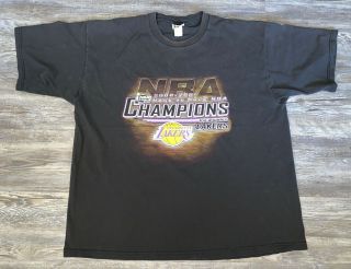 Vintage Los Angeles Lakers 2000 - 01 Back To Back Nba Champions T Shirt Size 2xl