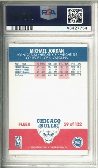 1987 Fleer Michael Jordan 59 PSA 7 NM Basketball Card HOF 2
