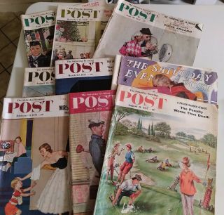 9 Vintage Issues Of The Saturday Evening Post 1935 - 1958