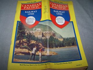 Railroad Time Table From The Canadian Pacific Railway Lines 1939
