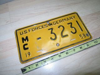 1958 Us Forces In Germany License Plate Found Mc - 3231 Motorcycle ?