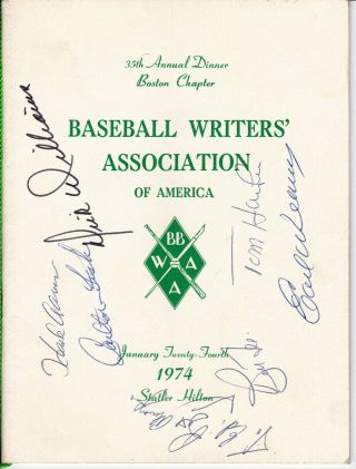 1974 Bbwaa Banquet Program Signed By 6 W Aaron Fisk D.  Williams Weaver Bill Lee