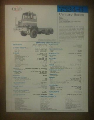 1975 Ccc Crane Carrier Company 7524 - 6 Truck Sales Brochure