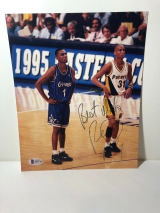 Reggie Miller Signed Autographed 8x10 Photo Indiana Pacers Legend Beckett Bas