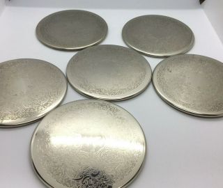 Vintage 6 X Silver Plated Cork Back Oversize Coasters 5 " / 13cm Made In England