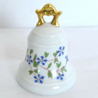 Vtg Bernardaud Limoges White Porcelain Blue Flower Gold Dinner Table Bell France