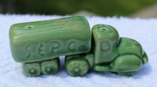Vintage Go - With Green Tanker Truck Salt And Pepper Shakers
