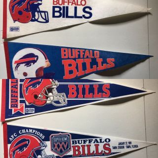 Vintage Buffalo Bills Pennants Set Of 4 Collectible Nfl Pennants